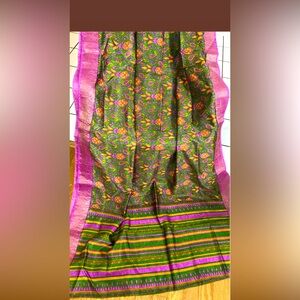 Beautiful indian/pakistani printed tussar silk saree